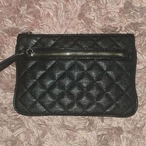 Elegant Black Quilted Women's Pouch